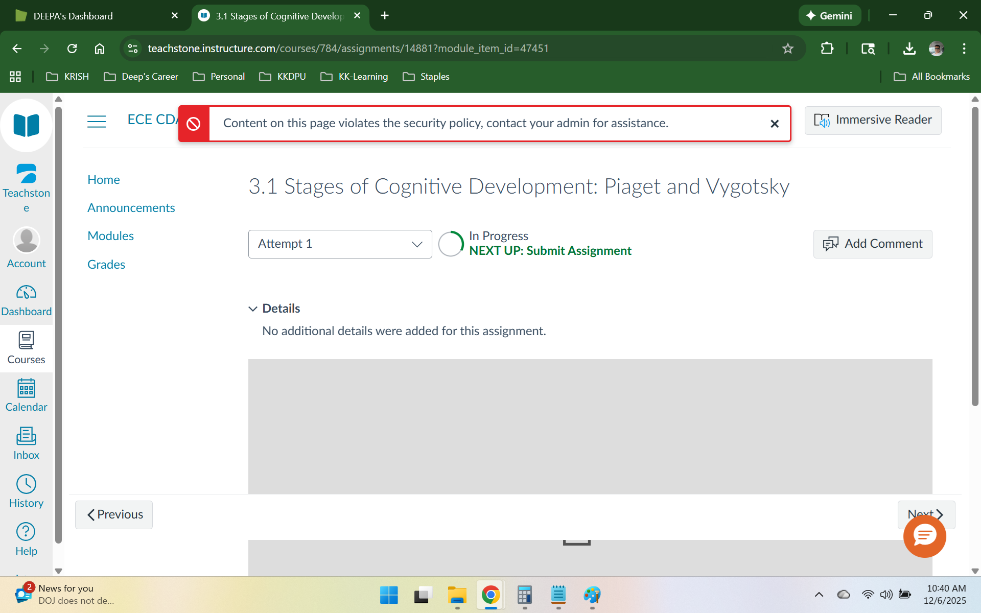 Couse-1, Chapter 3.1 is not loading. 